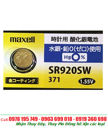 Maxell SR920SW, Pin đồng hồ 1.55v Silver Oxide Maxell GOLD SR920SW - Pin 371 (pin được mạ I-ON vàng)